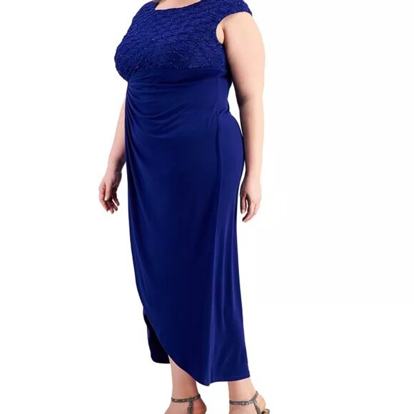 Plus Womens Knit Glitter Evening Dress - Picture 3 of 3